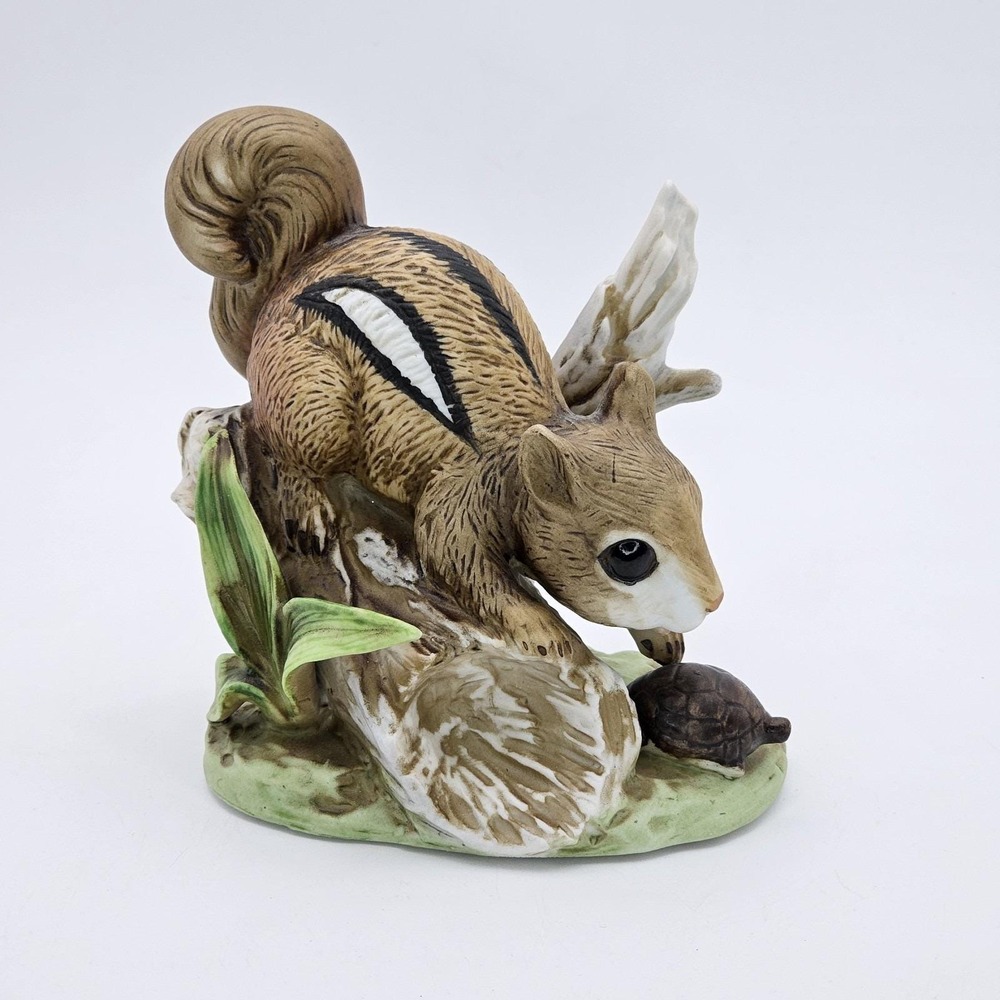 Vintage Homco Chipmunk‎ Turtle Figurine No. 8882 Woodland Creature Cabin Decor
